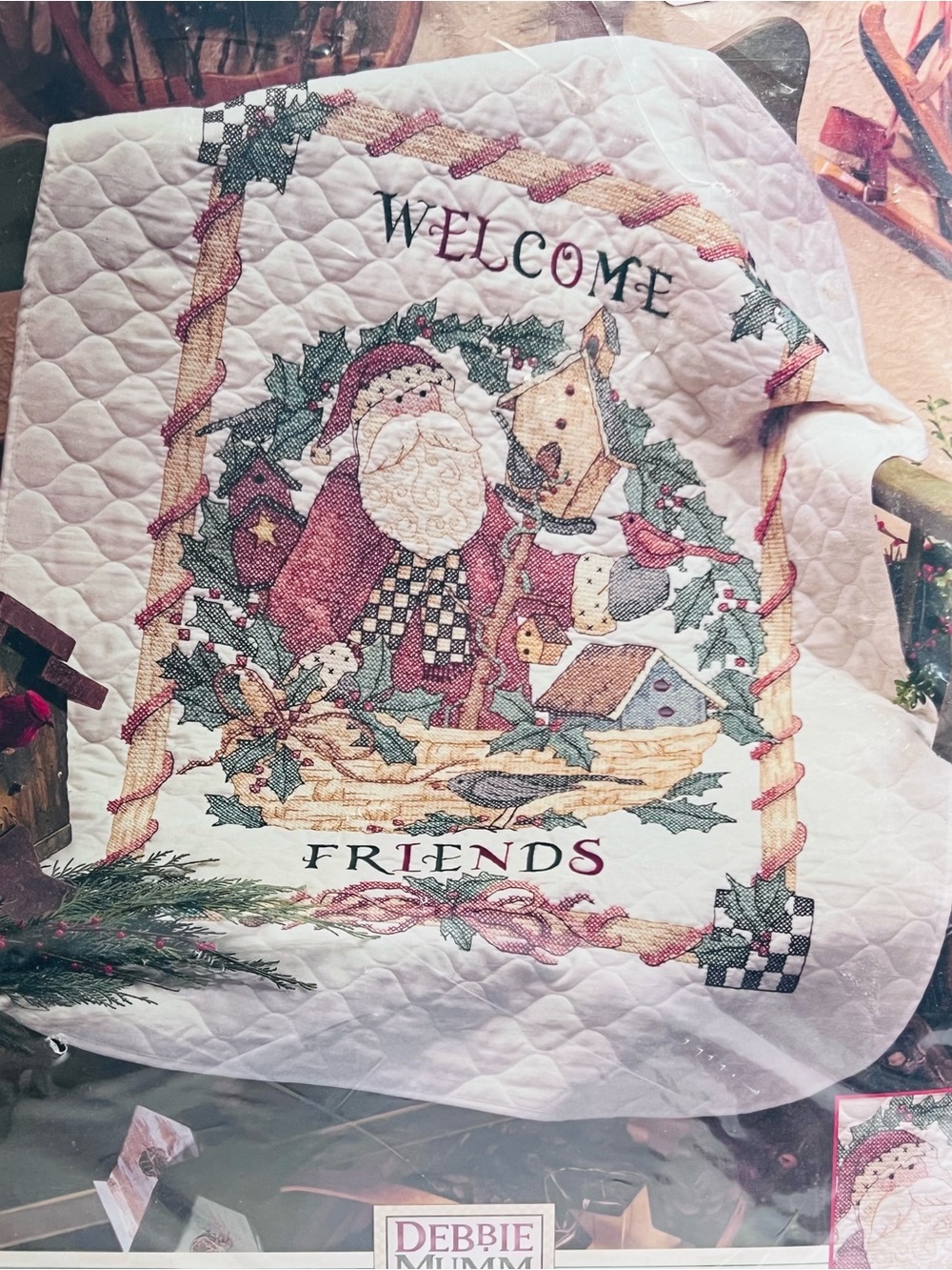 Dimensions Santas Welcome Quilt 8659 Debbie Mumm Cross-stitch Birdhouse Holidays